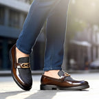 Shaded Brown Handmade Loafer With Suede Pattern | With Premium Gel Soul For Comfort